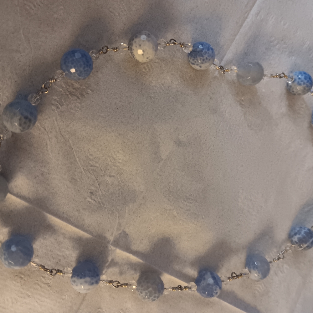 Chic Blue and Silver Beaded Necklace - Picture 2 of 3